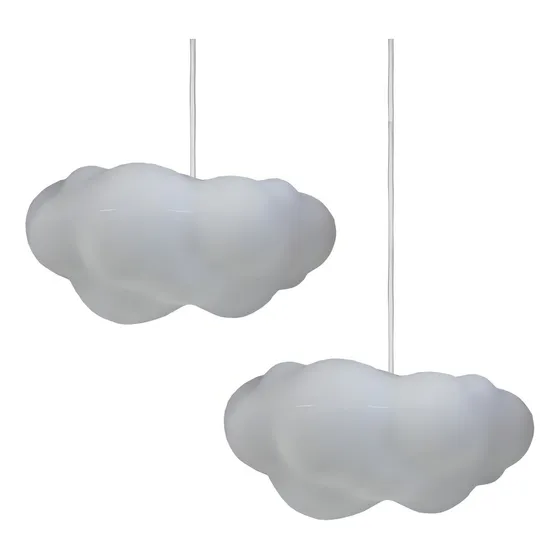 Duas Luminárias Pendentes Nuvem Quarto Bebê Fluffy Branca