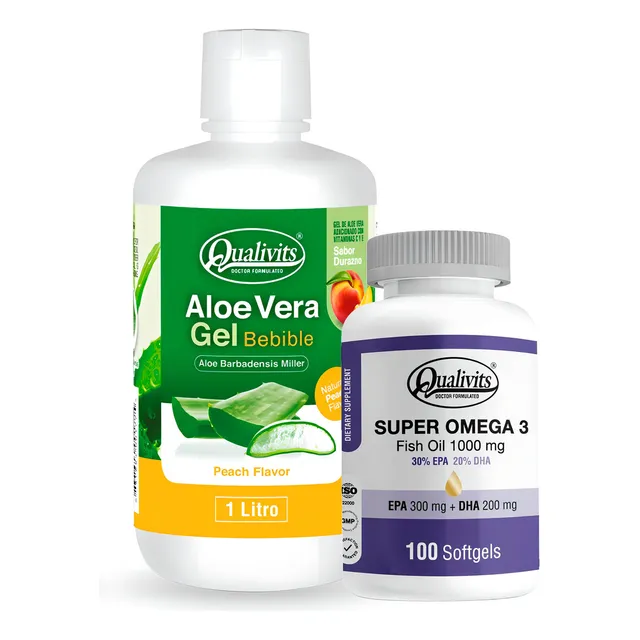 Super Omega 3 X 100 + Aloe Vera Bebible Sabores - Qualivits Sabor Durazno