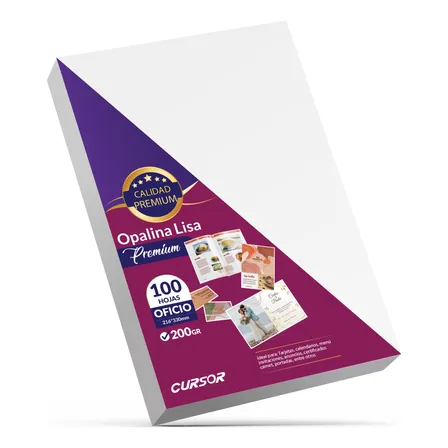 Cartulina Opalina Lisa Blanca 200g 100 Hojas Carta Cursor