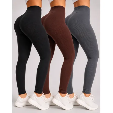 Kit 3 Calças Legging Peluciada Térmica Canelada Aveludada Kit Preta/marrom/cinza Único