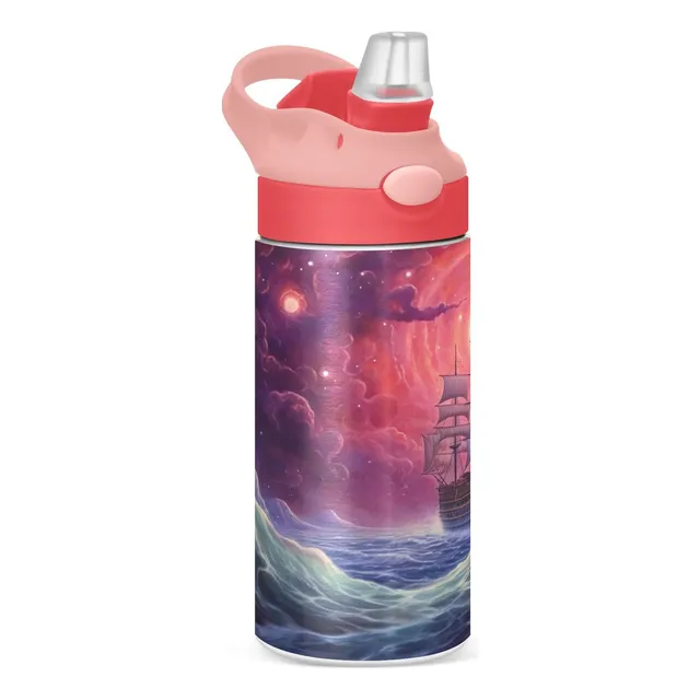 Barco Oceano Botella Agua Para Niño Niña Vaso Acero Aislado