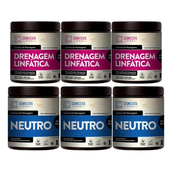 Kit Com 3 Drenagem Linfatica 1kg + 3 Neutro 1kg Cosmeceuta