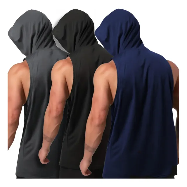 Camiseta Deportiva X3 Unds Camisilla Esqueleto Capota Gym