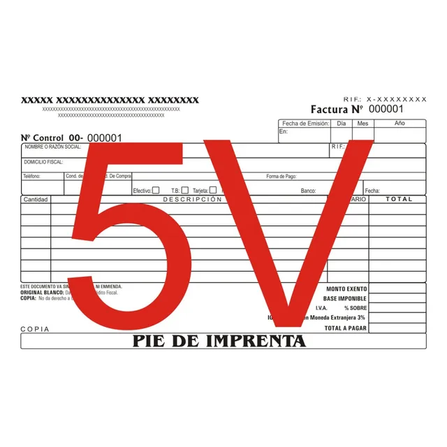 Talonario De Facturas En 5v Entrega En 24 Horas Minimo 2 Tal