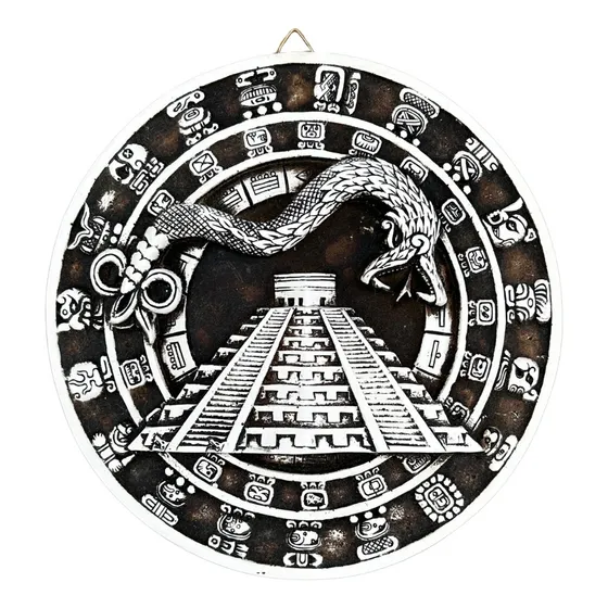 Calendario Maya Con Pirámide Chichen Itzá Kukulkán 26cm Jart
