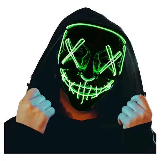 Máscara La Purga  Luz Led Verde Limon Halloween The Purge
