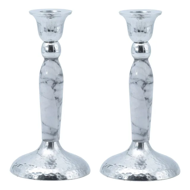 Portavela Marmol Candelabro Decorativo Metal Mesa Chimenea 2