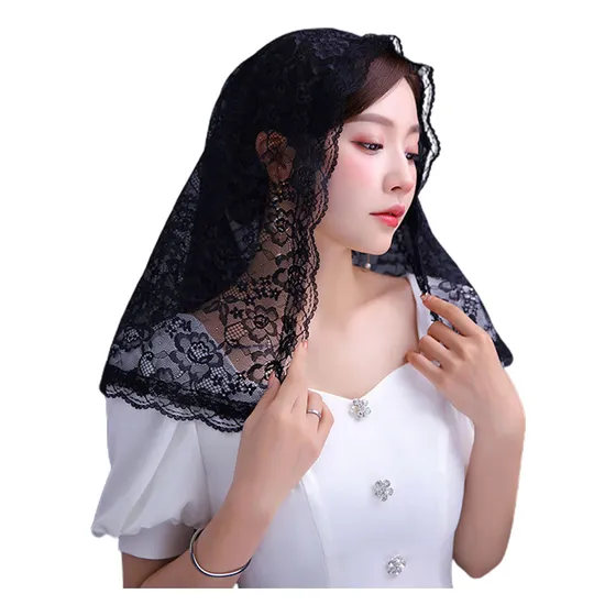 (bk) Velo De Mantilla, Suave Y Cómodo, Negro, Blanco Y Españ