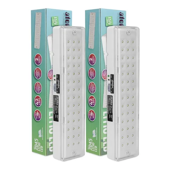 Luz Emergencia Led Pack X2 Atomlux 2045 Litio Slim 42 Leds