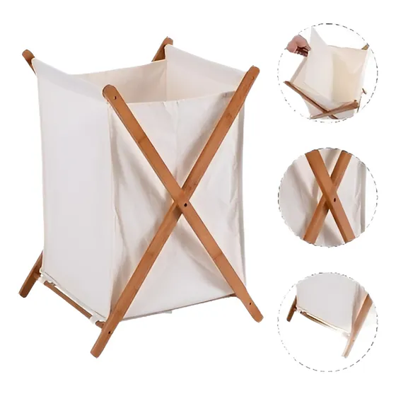 Casa Plegable De Bambú X-frame Lavadero Ropa Bolsa De Basura