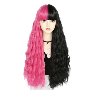 Peluca Larga Mitad Negra Mitad Rosa De Melanie Martinez Peluca Larga Mitad Negra Mitad Rosa De Melanie Martinez