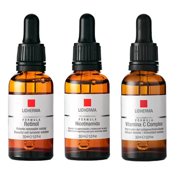 Kit X3 Activos Retinol + Nicotinamida + Vitamina C Lidherma