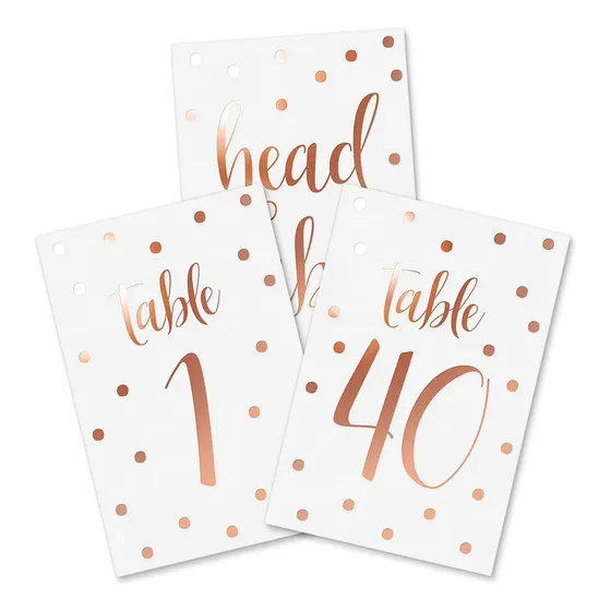 Números De Mesa De Oro Rosa Para Bodas Y Eventos Con Lunares