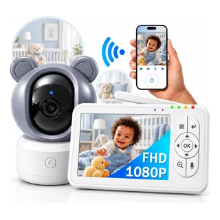 Babá Eletrônica 5pol Wifi Tuya App Zoom 4x Visão Noturna Vox 110/220v Cinza Ursinho