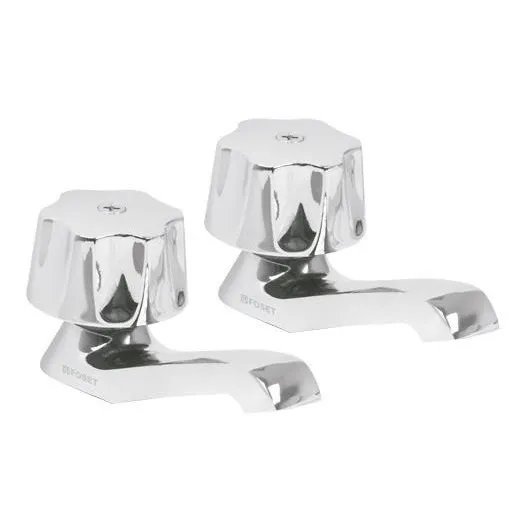 Juego Llaves Individuales Lavabo 2 Pz Zamac Foset 49234 Acabado Cromado