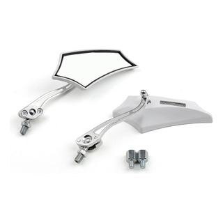 Espejos Retrovisores Blancos Para Moto Chopper Cruiser Stree Espejos Retrovisores Blancos Para Moto Chopper Cruiser Stree