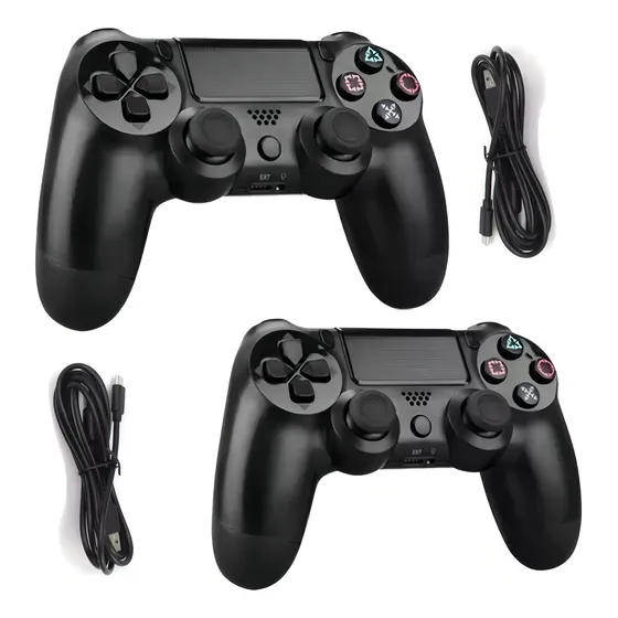2 Controles Sem Fio Manete Compatível Ps4 Cor Preto