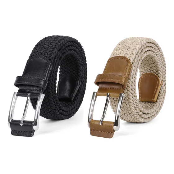 2pcs Cinturones Hombre Mujer Cinto Elástico Tejido Moda