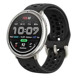Amazfit Active 2 Silicone Smartwatch A2437 Caixa Prateado Pulseira Preto Esportiva