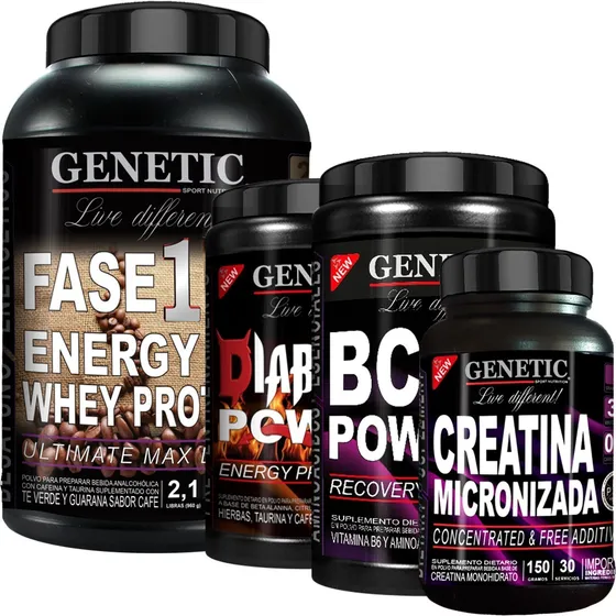 Aumento Muscular Whey Fase 1 Diabolic Bcaa Creatina Genetic Sabor Café