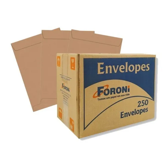 250 Envelope Saco Kraft Pardo Meio A4 162x229mm 80g Foroni