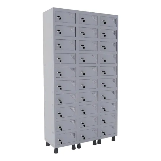 Armario Porta Objetos 30 Portas Cinza Com Fechadura Pandin
