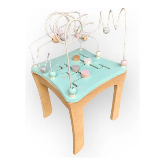 Mesa Didáctica Madera Laberinto + Buscacaminos 2 En 1
