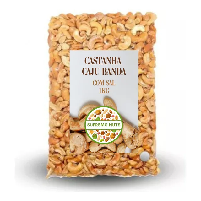 1kg Castanha De Caju Banda Torrada Com Sal Sem Sal Premium