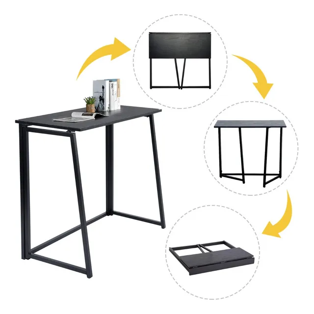 Escritorio Plegable Rectangular Color Negro (80 * 44 * 74cm) HOMEMAKE FURNITURE
