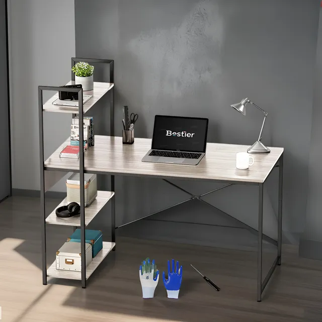 Escritorio Minimalista Con Estantes Laterales Mesa De Trabaj