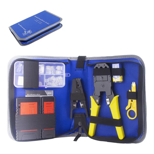 Kit Crimpeador + Testeador + Pelacable + 15 Conectores Rj45