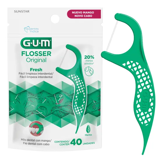 Flosser Fio Dental Com Haste Gum C40 Unidades Menta Original