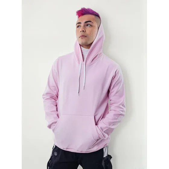 Poleron Pink Canguro Hombre Relaxed Fit Para Estampar