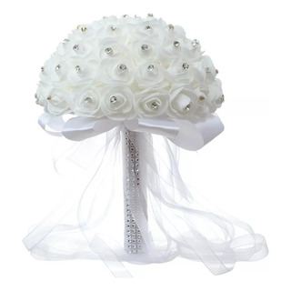 Bn For Ramo De Novia Blanco Artificial De Cristal Rosa Bn For Ramo De Novia Blanco Artificial De Cristal Rosa