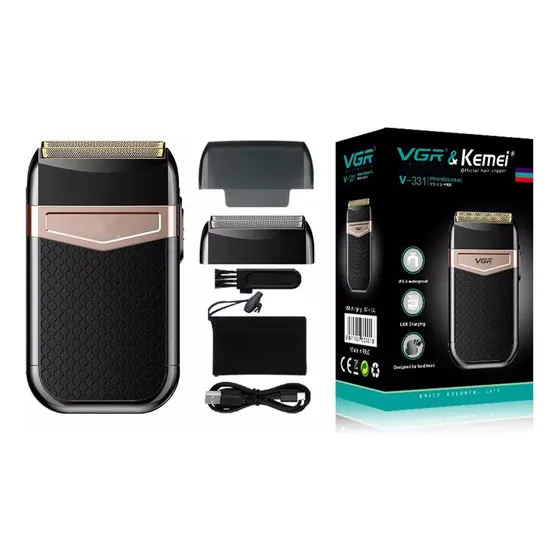 Barbeador Shaver Elétrico Sem Fio Kemei 2 Lâminas Km-2024 Cor Preto 127/220V