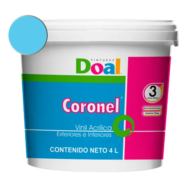 Galon Pintura Vinílica Lavable Doal Coronel Exteriores E Int Color Azul Horizonte