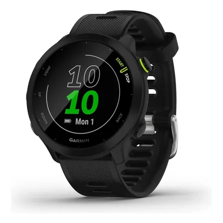 Relógio Garmin Forerunner 55 Monitor Cardíaco E Gps 42mm Bla Black Mesh Preto
