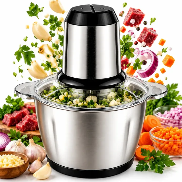 Processador Elétrico Triturador Inox Para Carne Potente 2l