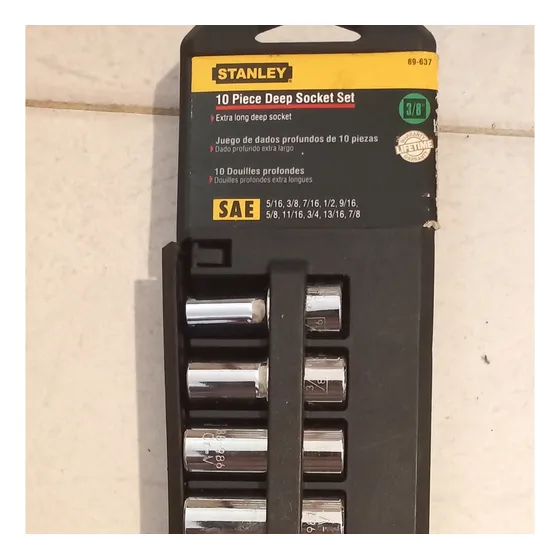 10 Dados Largos En Pulgadas Para Rachet  3/8 Stanley