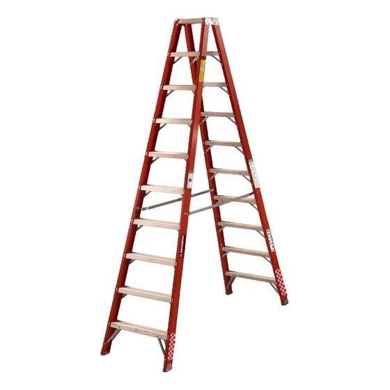 Escalera Tijera Doble Fibra De Vidrio 9 Peldaños 2.60 Mts Naranja