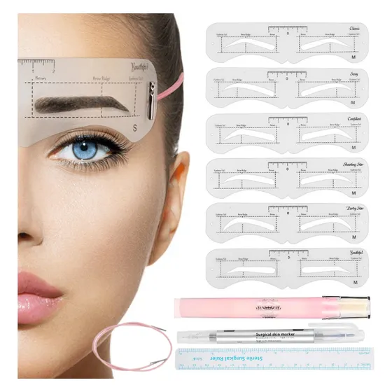 24 Plantillas Ceja Plumón Regla Borrador Diseño Microblading