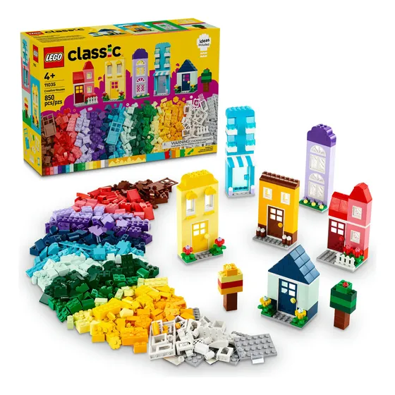 LEGO® Classic Casas Creativas 11035; set de juegos didácticos que despierta la creatividad de niños y niñas al armar casitas de juguete a la vez que diseñan sus propias historias