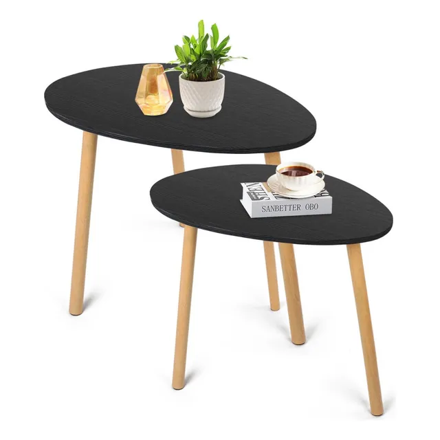 Mesa De Centro Minimalista De Madera Mesa Lateral 65x45cm