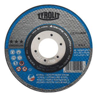 Disco De Corte 4270 2 En 1 Tyrolit4.1/2x3/32 5pz Disco De Corte 4270 2 En 1 Tyrolit4.1/2x3/32 5pz
