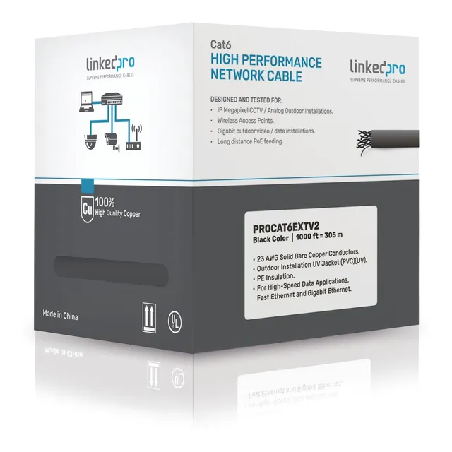Bobina Cable 305 Metros Cat6+ Calibre 23 Exterior Blindado T