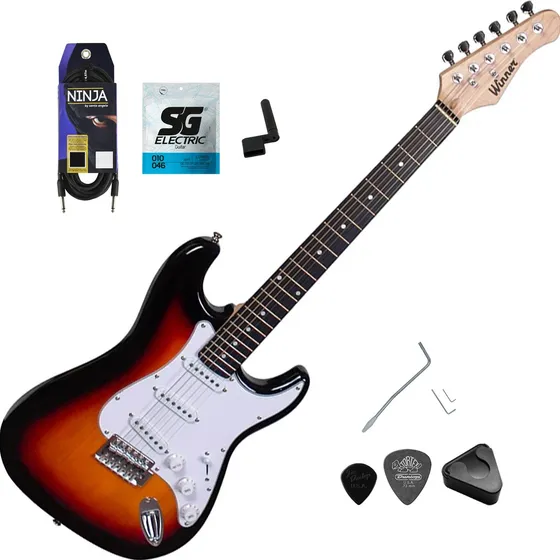 Guitarra Stratocaster Winner Wgs Preta Com Alavanca E Cabo