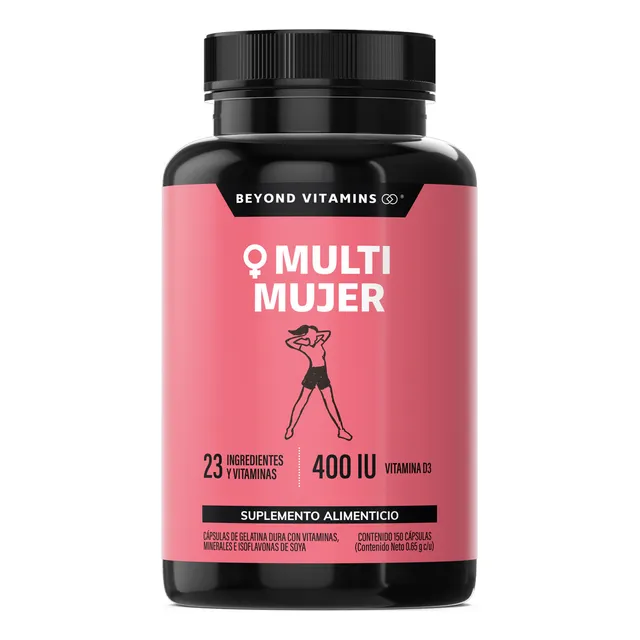 Multi Vitaminico Para Mujer Contiene Goji, Bilberry, Mangosta, Magnesio, Biotina, Calcio, Vitamina C, Acido Folico, Vitamina D3 + 24 Ingredientes Y Vitaminas - 150 Cápsulas