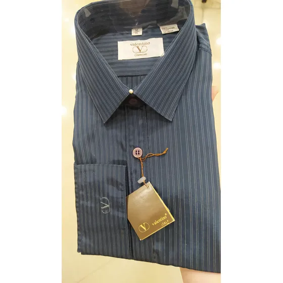 Camisa Talla M Valentino Azul Oscuro Manga Larga Caballeros