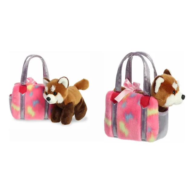 Peluche De Oso Panda Rojo Con Bolso