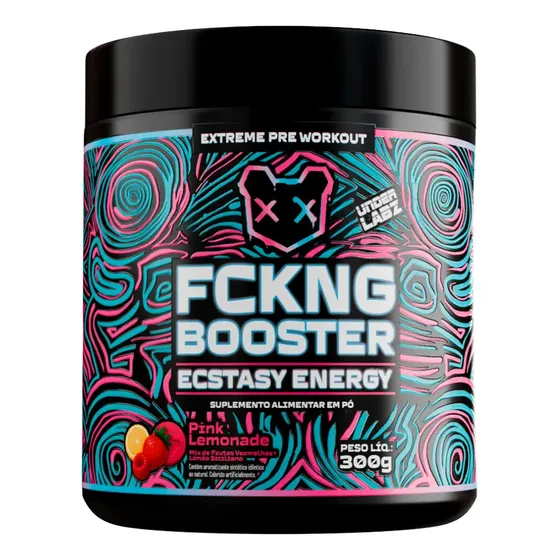 Fckng Booster Under Labz Pré Treino Cafeína Inositol Boro Sabor Pink Lemonade 300g